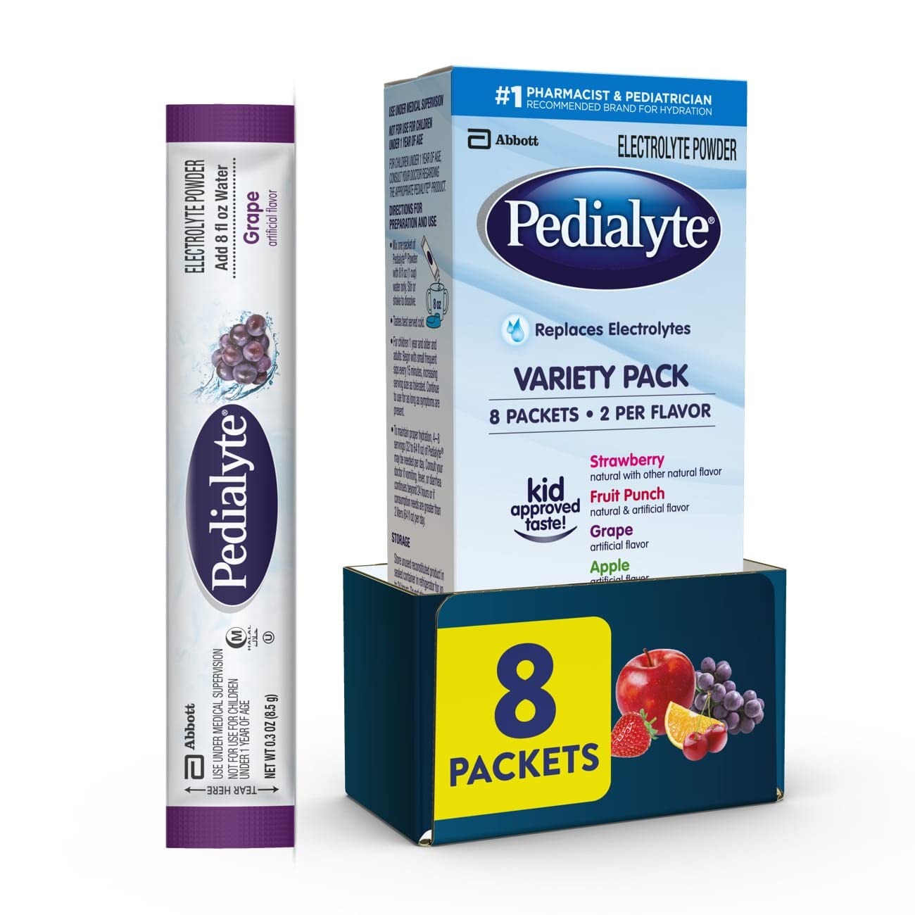 Pedialyte (Powder Packs, Unflavored or Lightly Flavored)